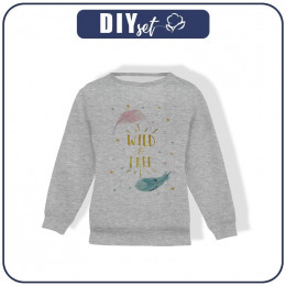 Kinder-Sweatshirts (NOE) - PASTELL-FEDERN (WILD & FREE) / M-01 melange hellgrau - Sommersweat