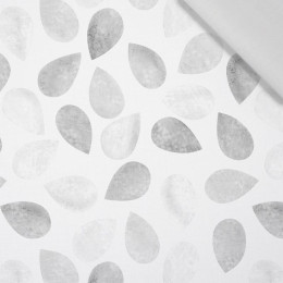 GROßE BLÄTTER MIX / hellgrau - Baumwoll Webware