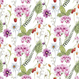 BLUMEN UND WILDE ERDBEEREN (AUF DER WIESE)