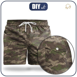 Herren badehose - CAMOUFLAGE - Kritzelei / braun - Nähset