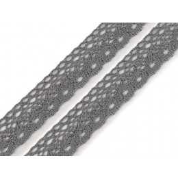 Baumwoll Spitzenband 28 mm - grau