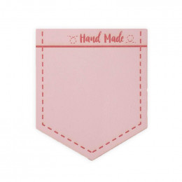 Kleine dekorative Brusttasche aus Kunstleder V-Ausschnitt "Hand Made" - blass rosa