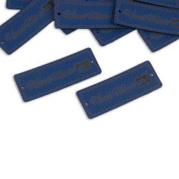 Hand Made Label - Nähmaschine 1,5x4 cm -  dunkelblau