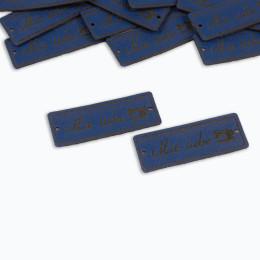 Mit liebe Label - Nähmaschine 1,5x4 cm - dunkelblau