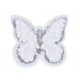 Aufbügler Schmetterling mit Pailletten - weiß