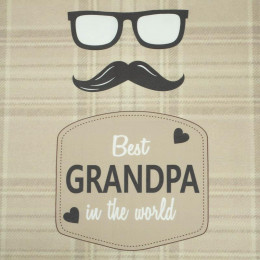 Best Grandpa in the World/ englisches karo- beige- Baumwoll Webware Panel (50cmx75cm)