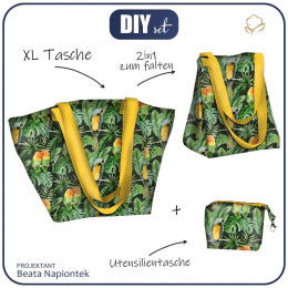 XL Tasche mit Utensilientasche 2 in 1 - PAPAGEIE m. 2 / schwarz (JUNGLE)  - Nähset