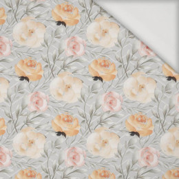 BLUMEN UND BLÄTTER Ms. 7 / grau - Viskose Jersey