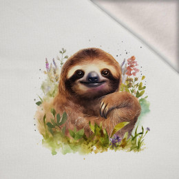 WATERCOLOR SLOTH M. 2 - Paneel (60cm x 50cm) Wintersweat angeraut mit Elastan ITY