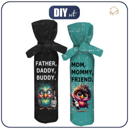 Weinflaschen-Überzug - FATHER, DADDY, BUDDY / MOM, MOMMY, FRIEND - DIY set