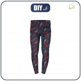 MÄDCHEN THERMO LEGGINGS (DORA) - FOLK FLORAL M. 1 / rot (FOLK WALD) - Nähset 92