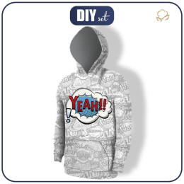 HERREN HOODIE (COLORADO) - COMICS / yeah (blau - rot) - Nähset