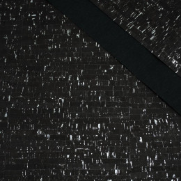 KORK mit Silber (44 cm x 50 cm) - Stoff mit Futter - schwarz