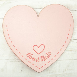 Klein dekorative Brusttasche aus Kunstleder Herz "Hand Made" - blass rosa