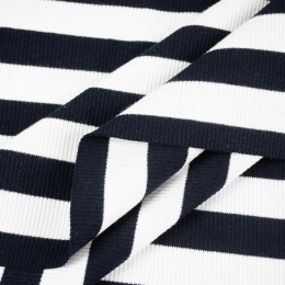 Strickware gerippt - STREIFEN / NAVY