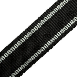 Gurtband 25mm - weiße Streifen - schwarz