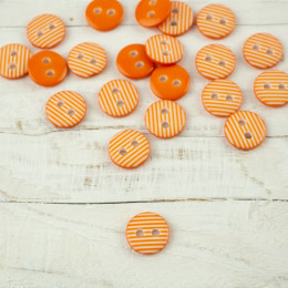 Kunststoffknopf mit Streifen klein - orange