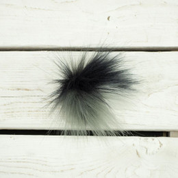Kunstfell Pompon 6 cm - schwarz-grau-weiß