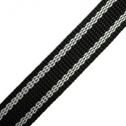 Gurtband 20mm - weiße Streifen - schwarz