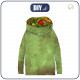 Sweatshirt mit Schalkragen und Fledermausärmel (FURIA) - OLIVE SPECKS / blumendschungel - Nähset