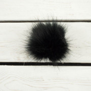 Kunstfell Pompon 9 cm - schwarz