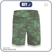 KURZE KINDERHOSE "RIO" (86/92) - CAMOUFLAGE m. 2 / olive - Nähset