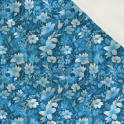 TRANQUIL BLUE / FLOWERS - Satin