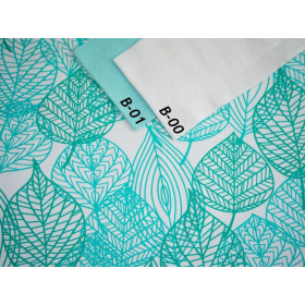 Blätter / B-00 weiß - bio single jerset mit Elastan TE210 Sommersweat