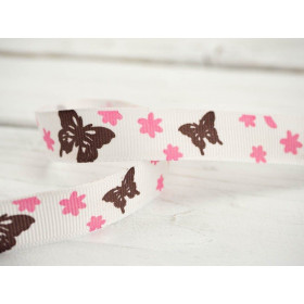 Ripsband bunte Schmetterlinge - 15mm