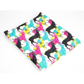100cm BUNTE HIRSCHE - bio single jerset mit Elastan TE210
