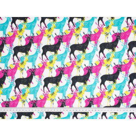 100cm BUNTE HIRSCHE - bio single jerset mit Elastan TE210