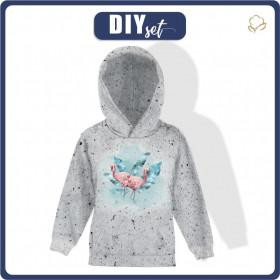 KINDER HOODIE "ALEX" (122/128) - FLAMINGOS Ms. 2 / concrete - Sommersweat 