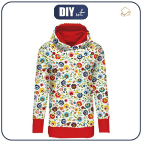 LANGES DAMEN HOODIE (MEGI) - LOWICZ FOLKLORE / weiß - Sommersweat