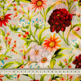 80cm BLUMEN AUF DER WIESE Ms. 3 / hellgrau - Chiffon