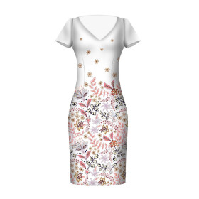 BLUMEN (Motiv 3) / weiß - Kleid-Panel Leinen 100%