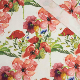 MOHNBLUMEN M.2 (AUF DER WIESE) - bio single jerset mit Elastan Sommersweat