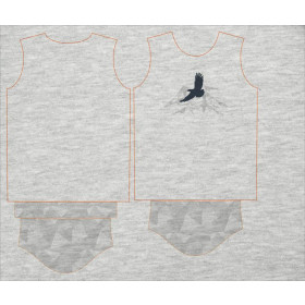 KINDER T-SHIRT- ADLER (ADVENTURE)/ melange hellgrau- Single Jersey