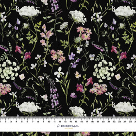 PASTELL BLUMEN / schwarz - Krepp