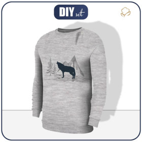 HERREN SWEATSHIRT (OREGON) - WOLF (ADVENTURE) / melange hellgrau - Sommersweat