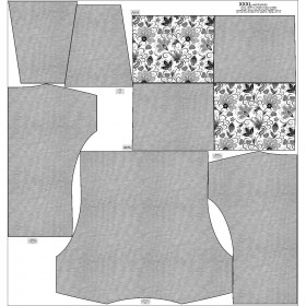 Sweatshirt mit Schalkragen und Fledermausärmel (FURIA) - MELANGE HELLGRAU / blumen (Motiv 2 grau) - Nähset