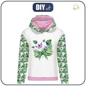 CLASSIC DAMEN HOODIE (POLA) - MINI BLÄTTER UND INSEKTEN MS.4 (TROPISCHE NATUR) / weiß - Sommersweat