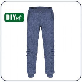 KINDER-JOGGINGHOSE "LYON" (86/92) - ACID WASH / DUNKELBLAU - Sommersweat 