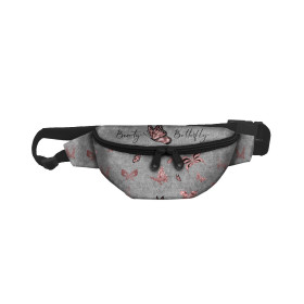 HÜFTTASCHE - BEAUTY BUTTERFLY (GLITTER SCHMETTERLINGE) / ACID WASH GRAU / Größe nach Wahl