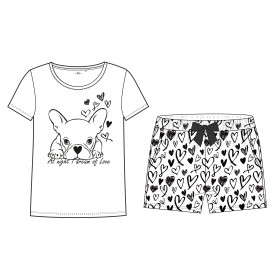 PYJAMAS-T-SHIRT "LINDA" - HUND / Kontur - Nähset