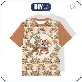 KINDER T-SHIRT- EICHHÖRNCHEN UND BLÄTTER Ms. 1 (HERBST IM WALD) - Single Jersey