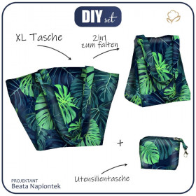 XL Tasche mit Utensilientasche 2 in 1 - MONSTERA 2.0 / navy - Nähset