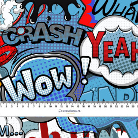 COMICS (blau - rot) - leichte Maschenware angeraut