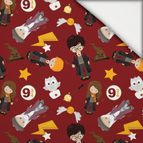 MAGISCHE FREUNDE M. 3 (ZAUBERSCHULE) / dunkelrot - leichte Maschenware angeraut