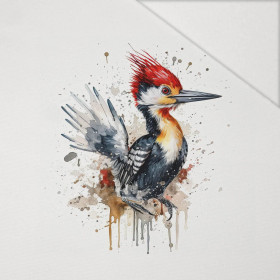 WATERCOLOR WOODPECKER - Paneel (75cm x 80cm) Hydrophober angerauter Wintersweat