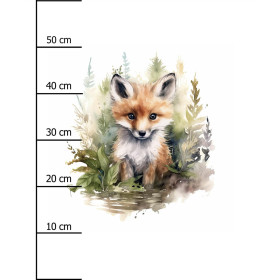WATERCOLOR FOX - Paneel (60cm x 50cm) Wintersweat angeraut mit Elastan ITY